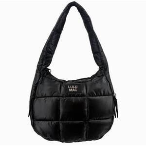 NEW LULU MAC women's puffer metallic tote bag in black